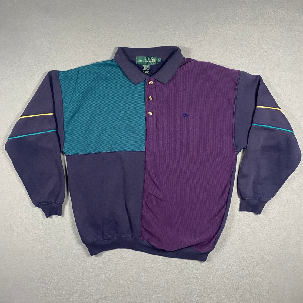 Vintage 90s Knights of the Round Table Pullover Mens XL Purple Colorblock LS